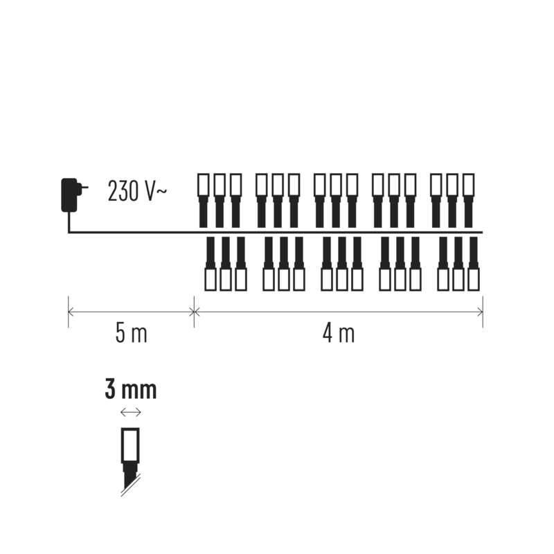 Vánoční osvětlení EMOS 200 LED, řetěz – ježek, venkovní, 4m, jantarová, časovač, Vánoční, osvětlení, EMOS, 200, LED, řetěz, –, ježek, venkovní, 4m, jantarová, časovač