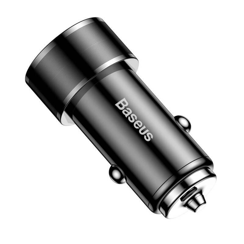 Adaptér do auta Baseus Small Screw Type-C PD USB Quick Charge 36W černý