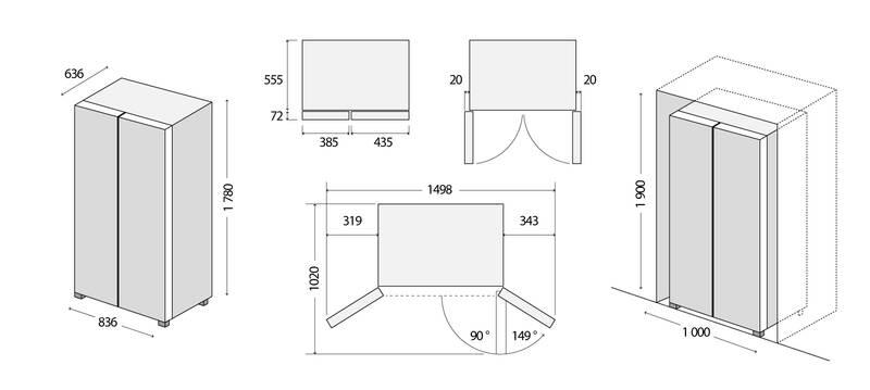 Americká lednice Concept LA7383wh bílá