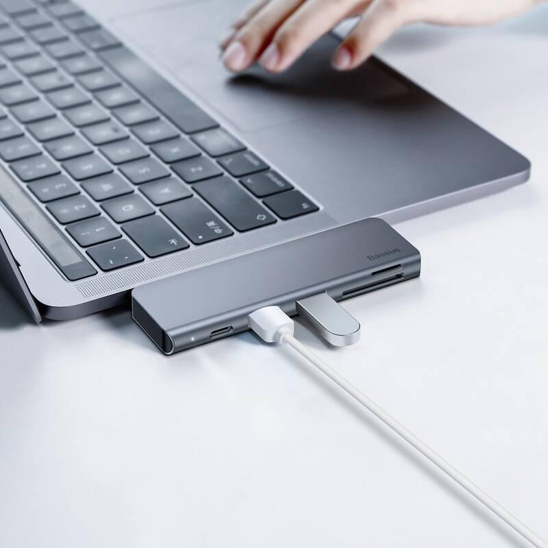 Dokovací stanice Baseus USB-C USB-C PD, 2x USB 3.0, micro SD, SD, TF šedá
