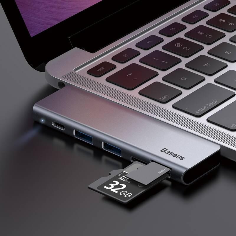 Dokovací stanice Baseus USB-C USB-C PD, 2x USB 3.0, micro SD, SD, TF šedá
