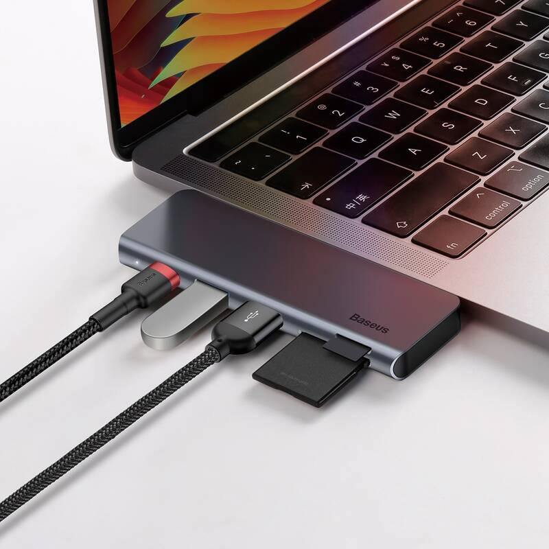 Dokovací stanice Baseus USB-C USB-C PD, 2x USB 3.0, micro SD, SD, TF šedá