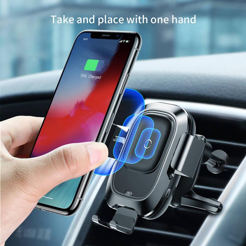Držák na mobil Baseus Wireless Charger Smart Vehicle Bracket Air Vent černý