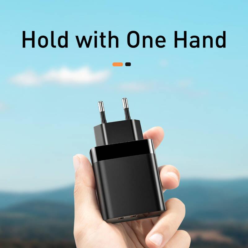 Nabíječka do sítě Baseus Mirror Lake 2x USB QC Digital Display černá