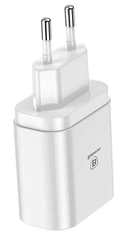 Nabíječka do sítě Baseus Mirror Lake Digital Display 3xUSB 3.4A bílá
