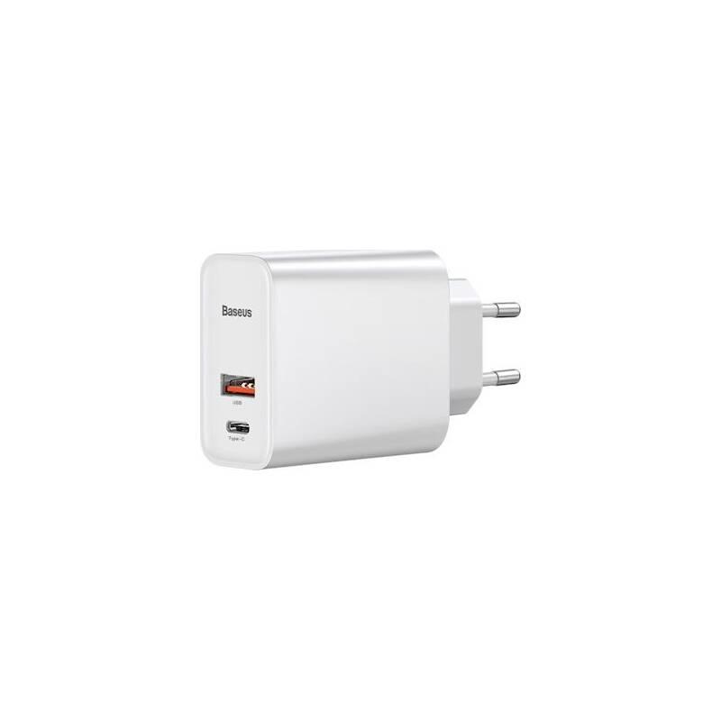Nabíječka do sítě Baseus Travel Charger Speed PPS Quick charger USB-C, USB QC3.0, 30 W bílá