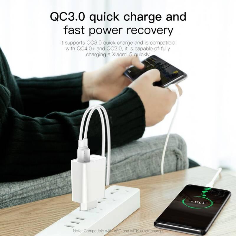 Nabíječka do sítě Baseus Travel Charger Speed PPS Quick charger USB-C, USB QC3.0, 30 W bílá