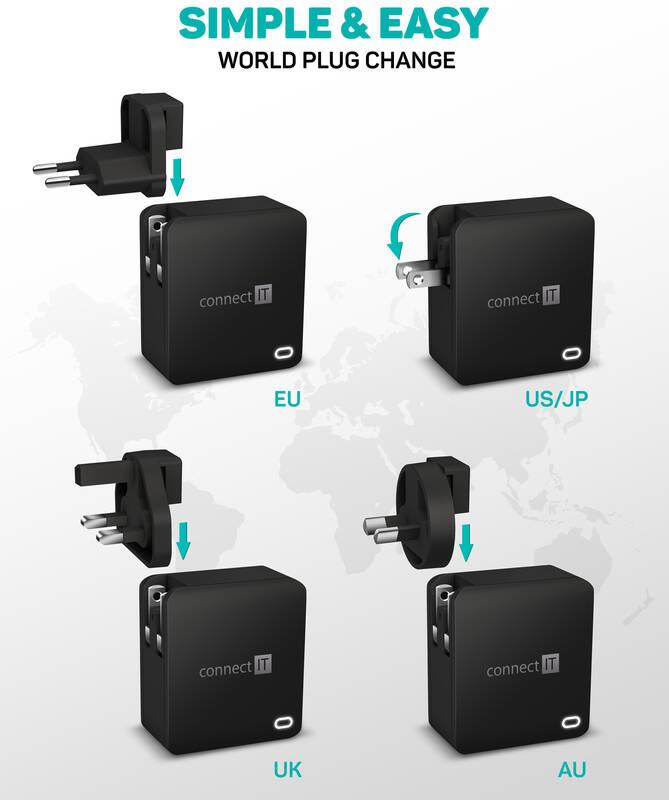 Nabíječka do sítě Connect IT Nomad2 WorldTravel, 3x USB, 24W černá, Nabíječka, do, sítě, Connect, IT, Nomad2, WorldTravel, 3x, USB, 24W, černá