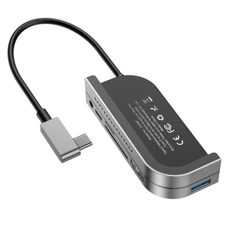 USB Hub Baseus USB-C USB, HDMI, SD, micro SD, USB-C PD, 3,5mm jack šedý