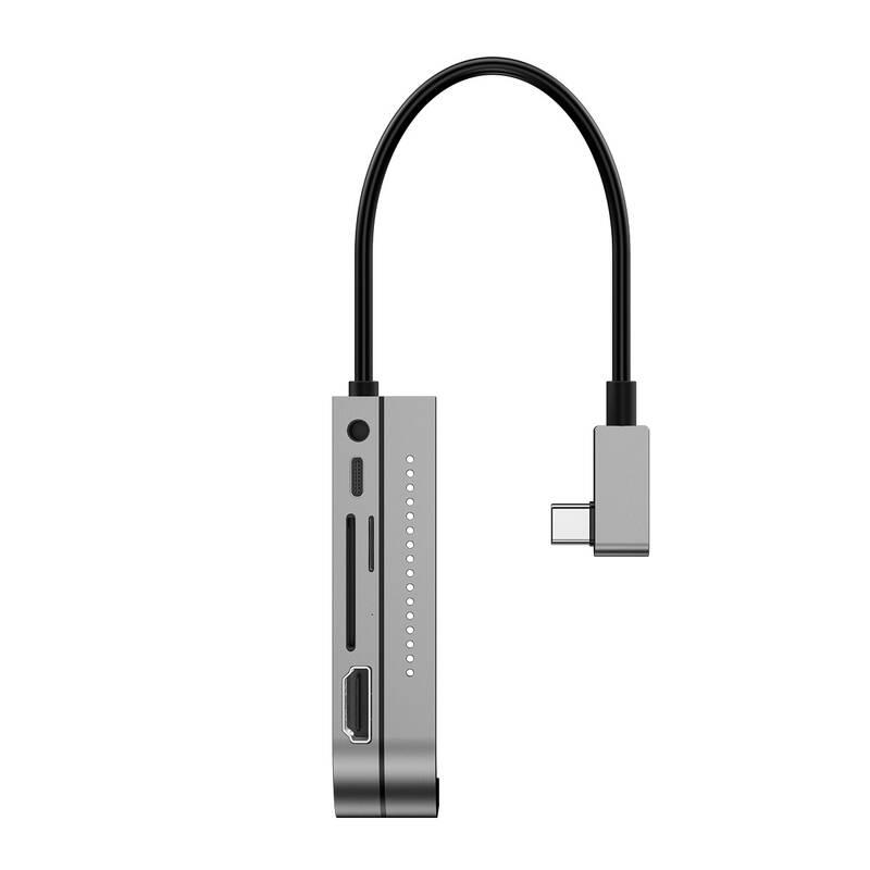 USB Hub Baseus USB-C USB, HDMI, SD, micro SD, USB-C PD, 3,5mm jack šedý