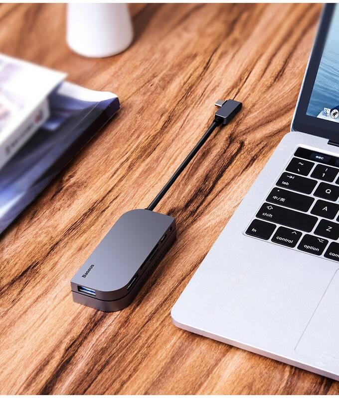 USB Hub Baseus USB-C USB, HDMI, SD, micro SD, USB-C PD, 3,5mm jack šedý