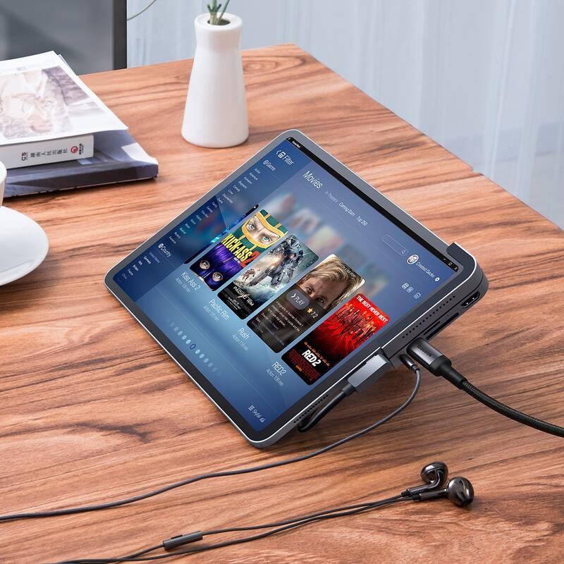 USB Hub Baseus USB-C USB, HDMI, SD, micro SD, USB-C PD, 3,5mm jack šedý