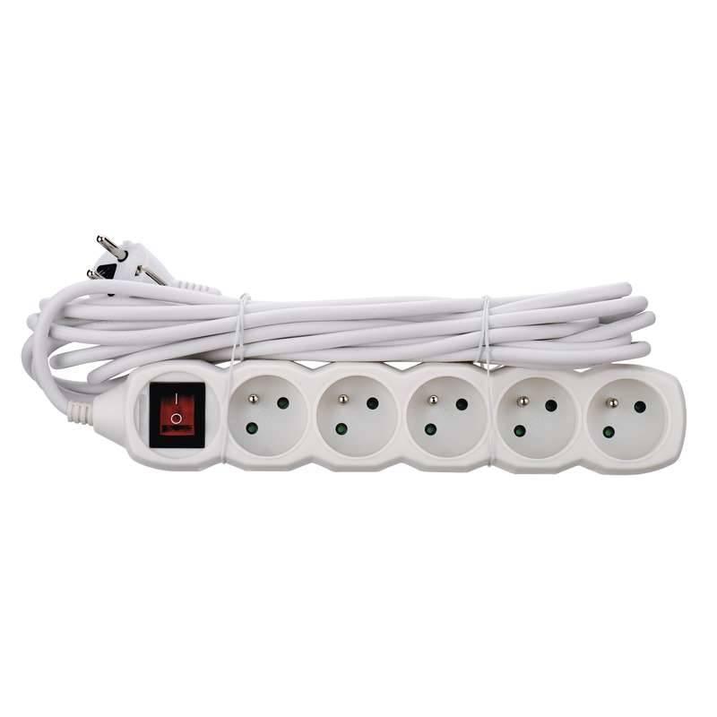 Kabel prodlužovací EMOS 5x zásuvka, 5m, vypínač bílý, Kabel, prodlužovací, EMOS, 5x, zásuvka, 5m, vypínač, bílý