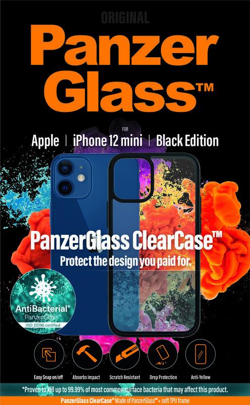 Kryt na mobil PanzerGlass ClearCase Antibacterial na Apple iPhone 12 mini černý průhledný