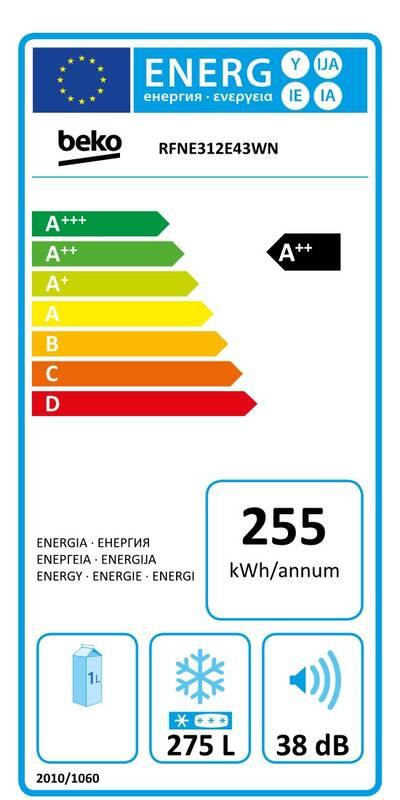 Mraznička Beko RFNE312E43WN bílá