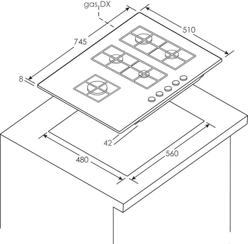 Plynová varná deska Candy CVG74WPW bílá