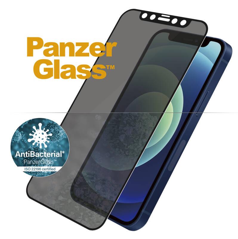 Tvrzené sklo PanzerGlass Edge-to-Edge Privacy Antibacterial na Apple iPhone 12 mini černé