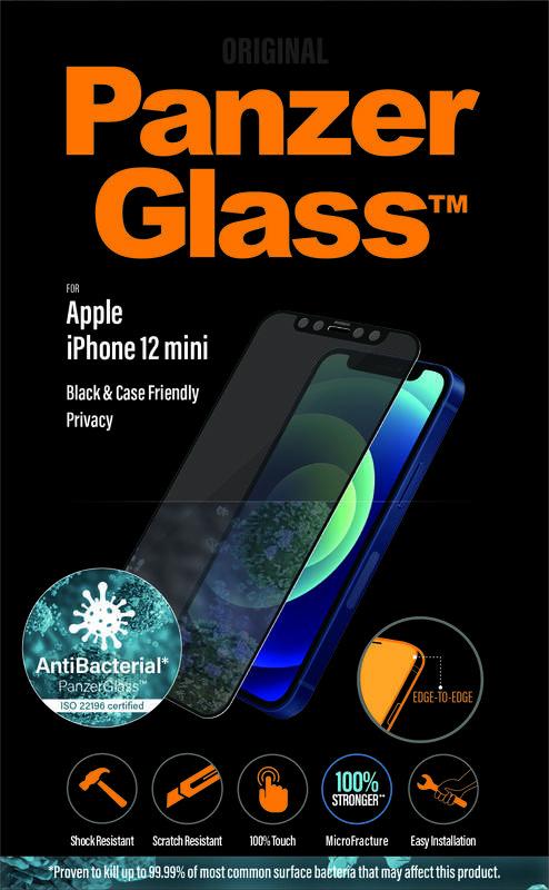 Tvrzené sklo PanzerGlass Edge-to-Edge Privacy Antibacterial na Apple iPhone 12 mini černé, Tvrzené, sklo, PanzerGlass, Edge-to-Edge, Privacy, Antibacterial, na, Apple, iPhone, 12, mini, černé