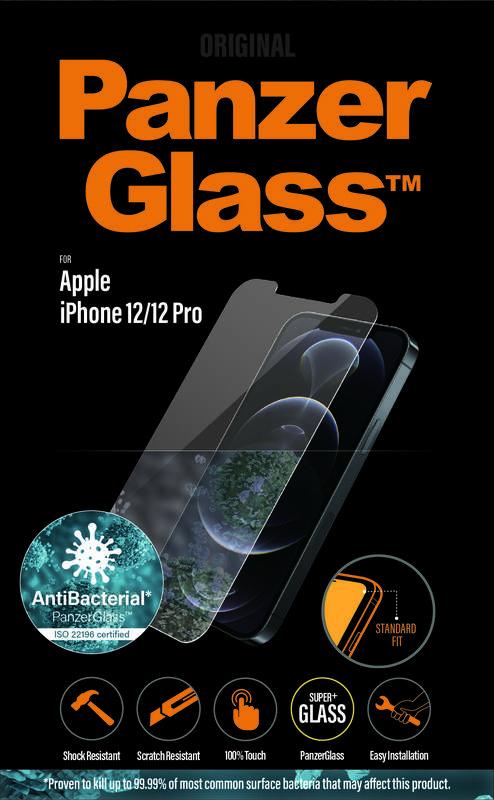 Tvrzené sklo PanzerGlass Standard Antibacterial na Apple iPhone 12 12 Pro