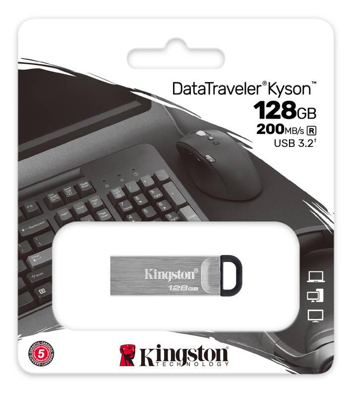 USB Flash Kingston DataTraveler Kyson 128GB stříbrný
