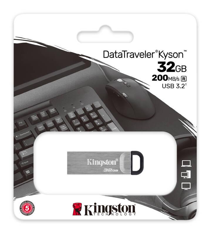 USB Flash Kingston DataTraveler Kyson 32GB stříbrný, USB, Flash, Kingston, DataTraveler, Kyson, 32GB, stříbrný