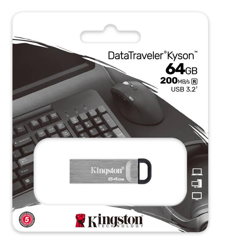 USB Flash Kingston DataTraveler Kyson 64 GB stříbrný