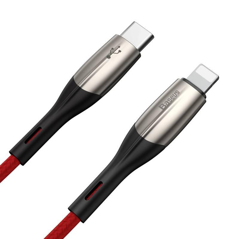 Kabel Baseus USB-C Lightning, 18W, 0,5m červený