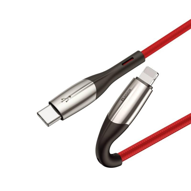Kabel Baseus USB-C Lightning, 18W, 1m červený