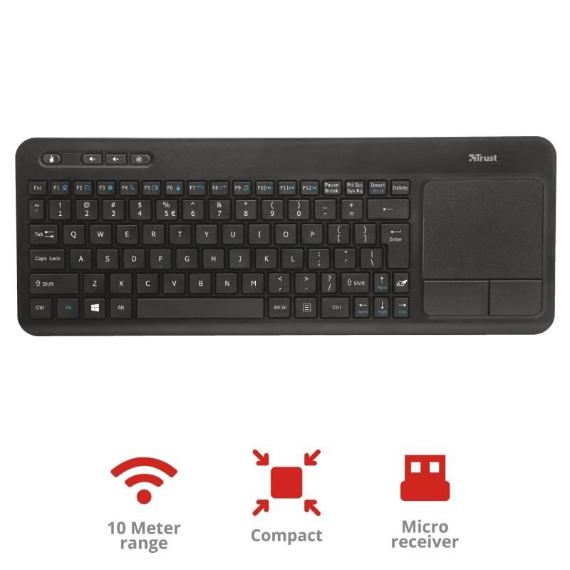Klávesnice Trust Veza Wireless Touchpad CZ SK černá