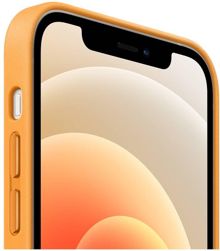 Kryt na mobil Apple Leather Case s MagSafe pro iPhone 12 a 12 Pro - měsíčkově oranžový