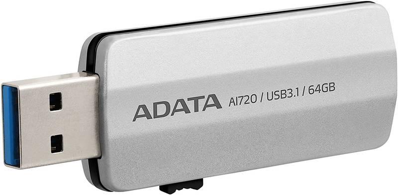 USB Flash ADATA i-Memory AI720 Flash 64GB USB 3.1 Lightning šedý, USB, Flash, ADATA, i-Memory, AI720, Flash, 64GB, USB, 3.1, Lightning, šedý