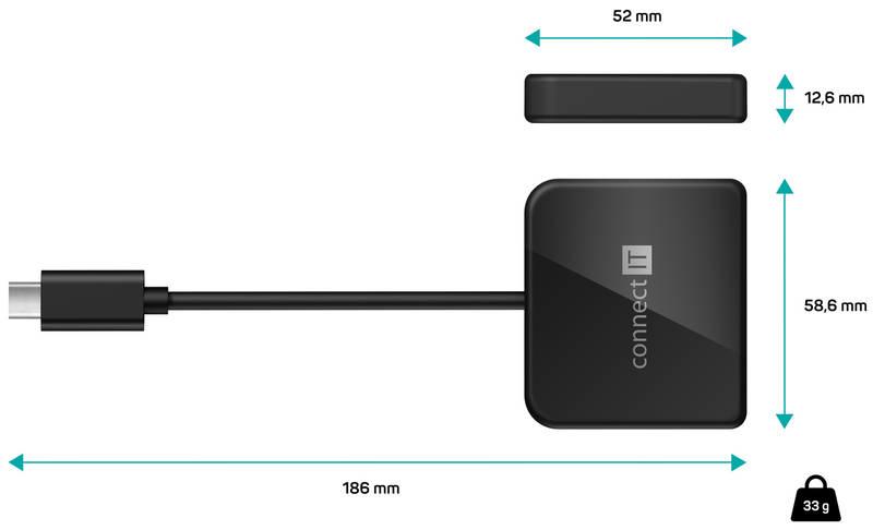 USB Hub Connect IT USB-C USB-C, HDMI, USB 3.0 černý
