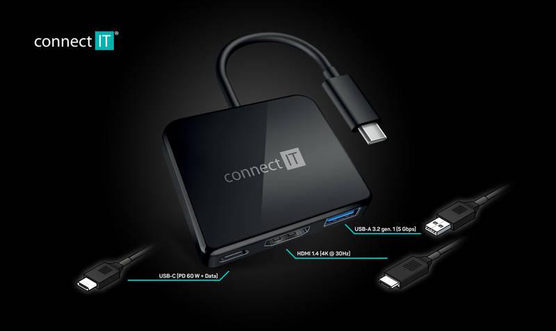 USB Hub Connect IT USB-C USB-C, HDMI, USB 3.0 černý, USB, Hub, Connect, IT, USB-C, USB-C, HDMI, USB, 3.0, černý