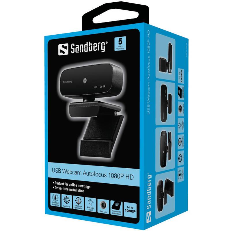 Webkamera Sandberg Webcam Autofocus 1080p černá, Webkamera, Sandberg, Webcam, Autofocus, 1080p, černá