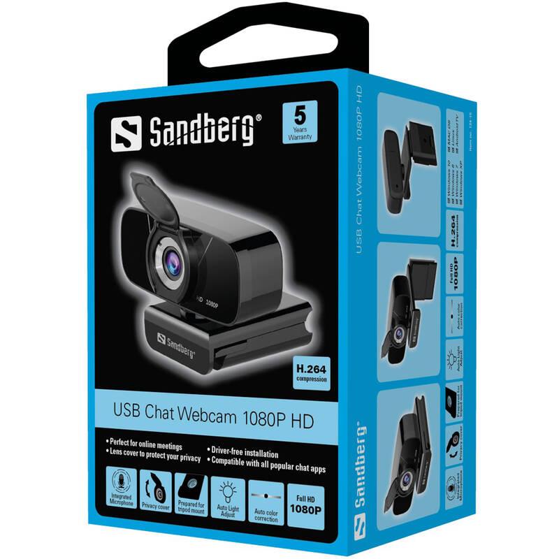 Webkamera Sandberg Webcam Chat 1080p černá