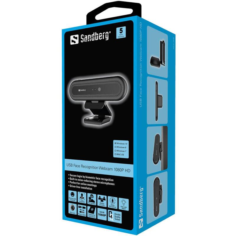 Webkamera Sandberg Webcam Face Recognition 1080p černá, Webkamera, Sandberg, Webcam, Face, Recognition, 1080p, černá