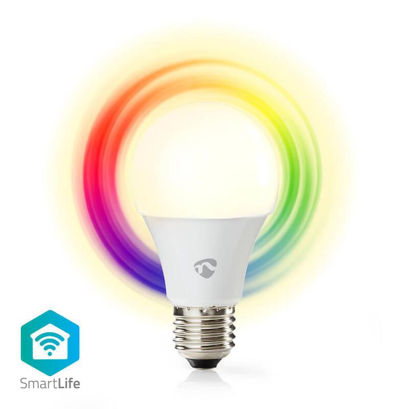 Žárovka LED Nedis klasik, Wi-Fi, 6W, 470lm, E27, barevná teplá bílá, Žárovka, LED, Nedis, klasik, Wi-Fi, 6W, 470lm, E27, barevná, teplá, bílá
