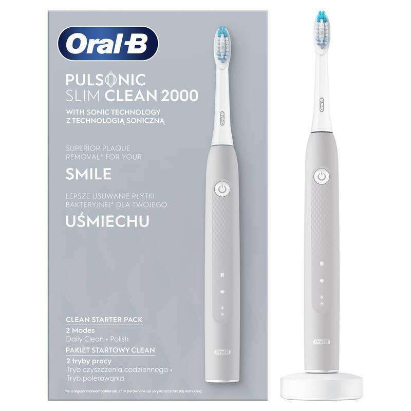 Zubní kartáček Oral-B Pulsonic Slim Clean 2000 Grey, Zubní, kartáček, Oral-B, Pulsonic, Slim, Clean, 2000, Grey