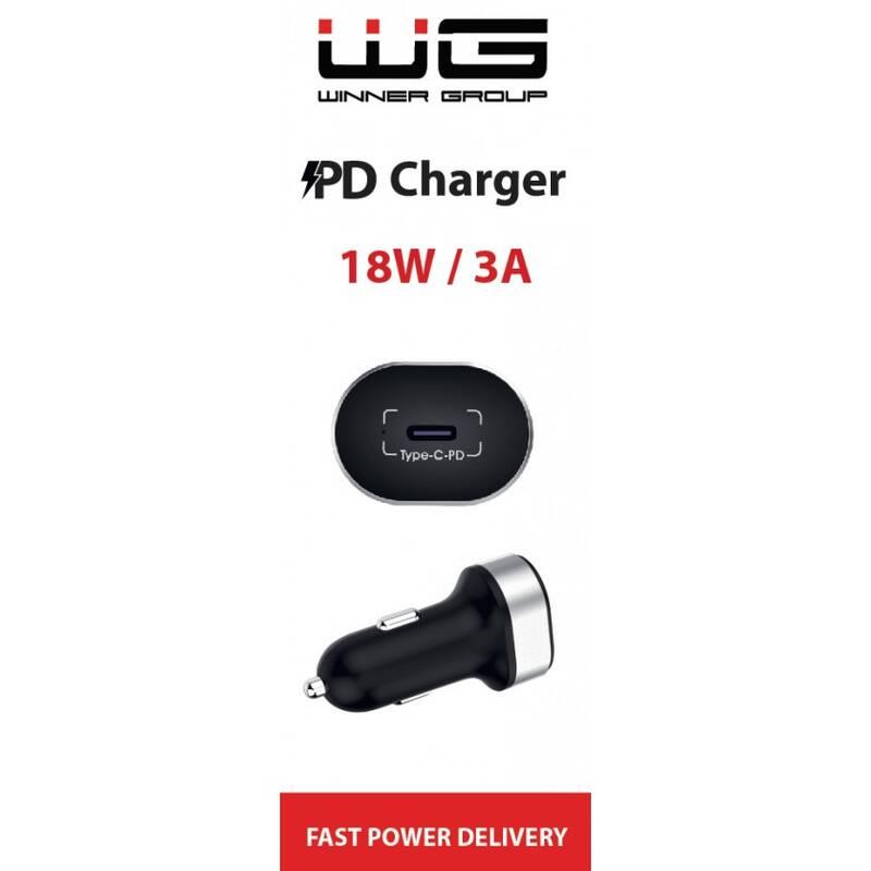 Adaptér do auta WG 1x USB-C PD 20W černý