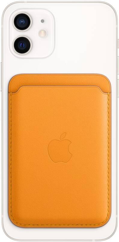 Apple kožená peněženka s MagSafe k iPhonu - měsíčkově oranžová