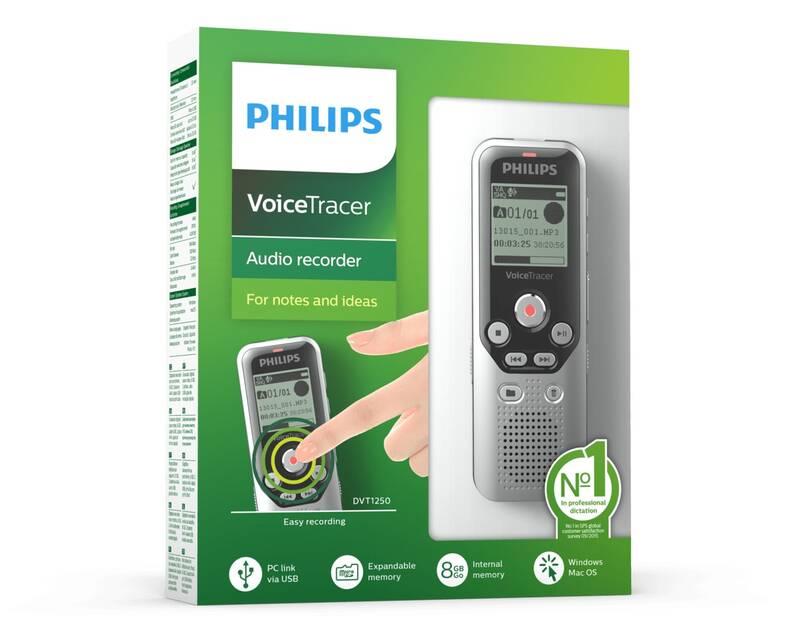 Diktafon Philips DVT1250 černý stříbrný