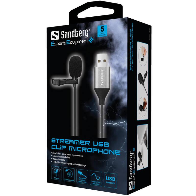 Mikrofon Sandberg klipový, USB černá