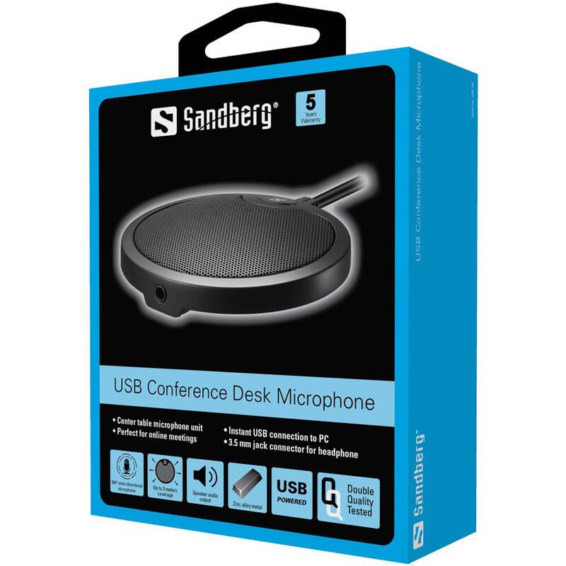 Mikrofon Sandberg konferenční stolní, USB černá, Mikrofon, Sandberg, konferenční, stolní, USB, černá