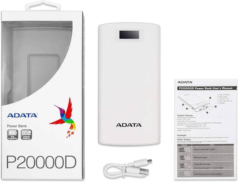 Powerbank ADATA S20000D 20 000mAh bílá