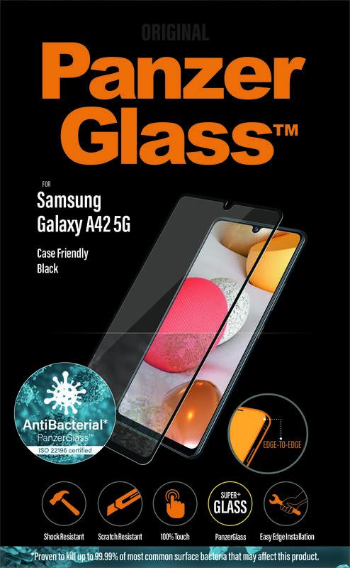 Tvrzené sklo PanzerGlass Edge-to-Edge Antibacterial na Samsung Galaxy A42 5G černé