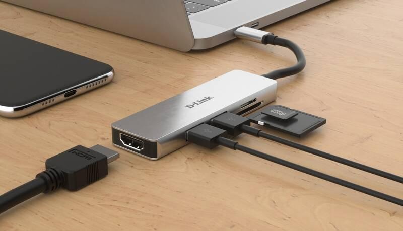 USB Hub D-Link USB-C HDMI, 2x USB 3.0, SD, Micro SD