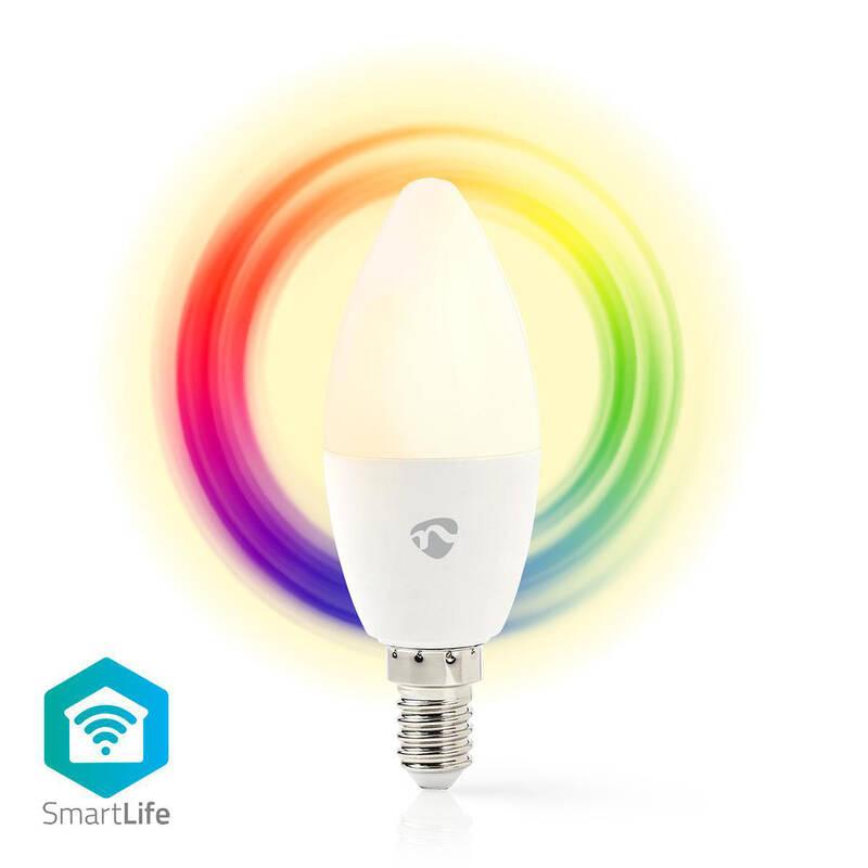 Žárovka LED Nedis svíčka, Wi-Fi, 4.5W, 350lm, E14, barevná teplá bílá