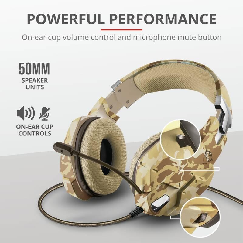 Headset Trust GXT 322D Carus - desert camo, Headset, Trust, GXT, 322D, Carus, desert, camo