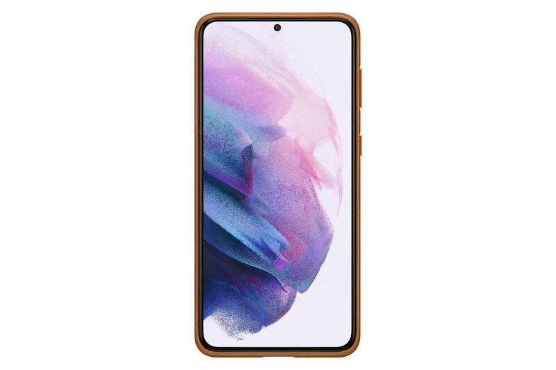 Kryt na mobil Samsung Leather Cover na Galaxy S21 hnědý