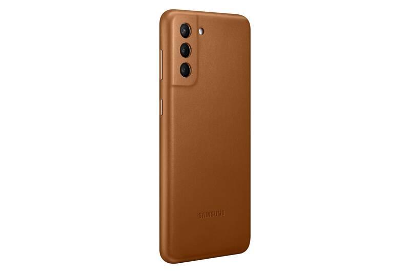 Kryt na mobil Samsung Leather Cover na Galaxy S21 hnědý